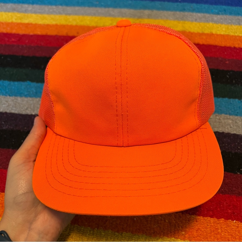 Vintage Duck Bat Shooting SnapBack Trucker Hat Neon Orange